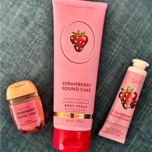 Bath & Body Works Strawberry Pound Cake Moisturizer Trio